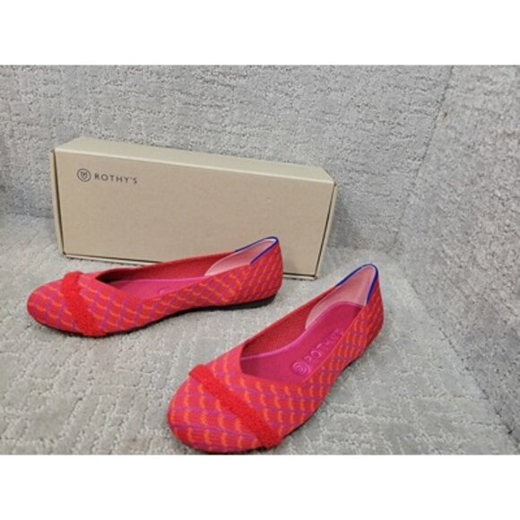 ROTHY’S Womens Size 8 Pomegranate Pink Textile Round Toe Slip On Ballet Flats - Picture 3 of 11